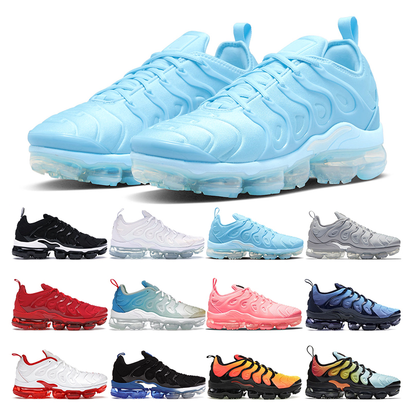 2022 Chaussures de course TN plus hommes Femmes Triple Black White University Blue Tennis Ball Midnight Navy Grape Sports Sneakers Trainers