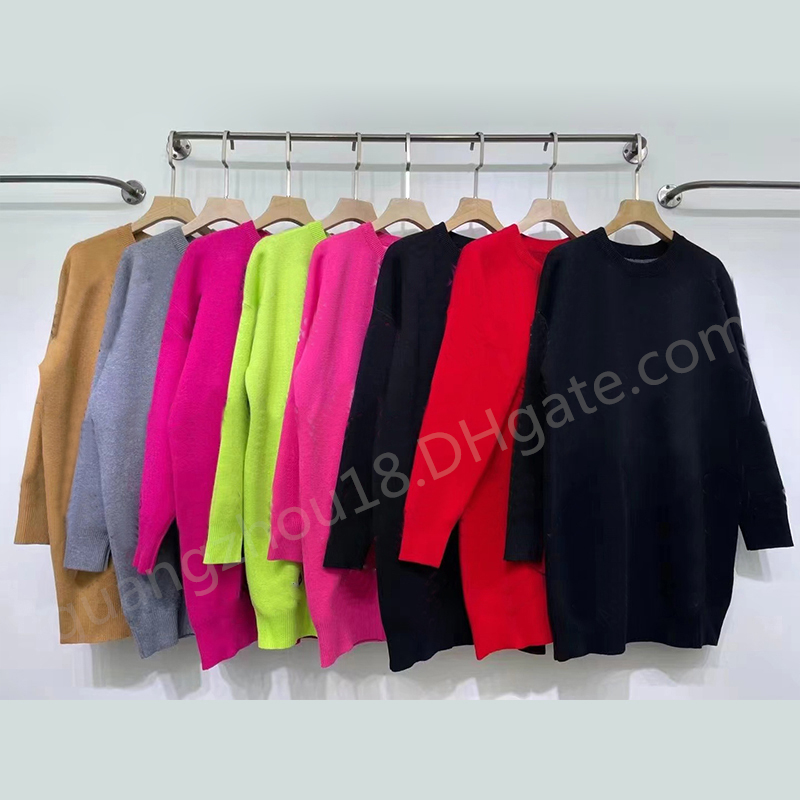 

Women's Sweater Medium Length Pullover Round Neck Desinger Sweater  Size Multi color, Black-(pink letters)