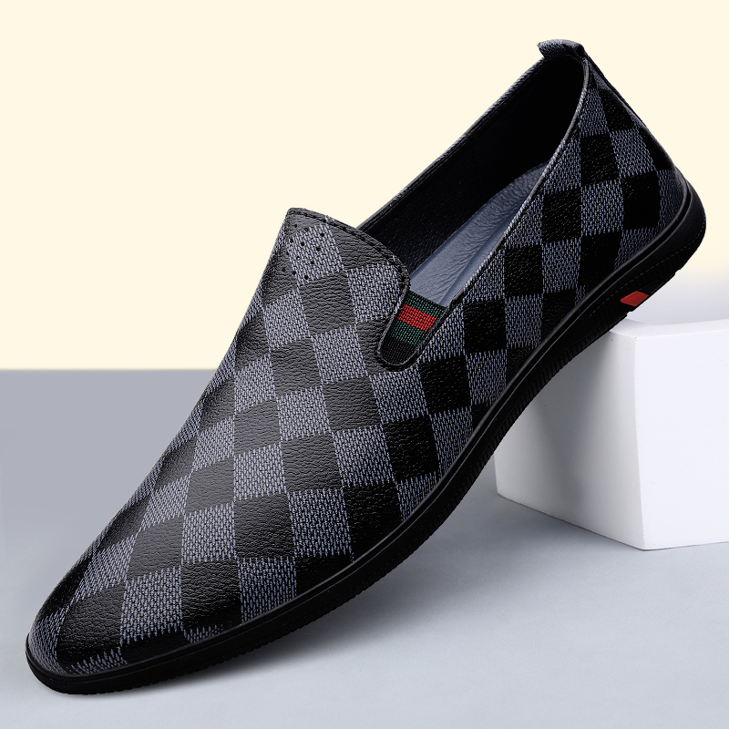 

Leather shoes 2022 autumn hand sewn wear-resistant elastic belt, Black