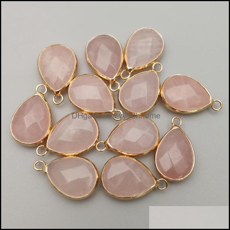 

Charms Jewelry Findings Components Fashion Natural Rose Crystal Stone Pendant Water Drop Quartz For Necklace Connector Making Delivery 202