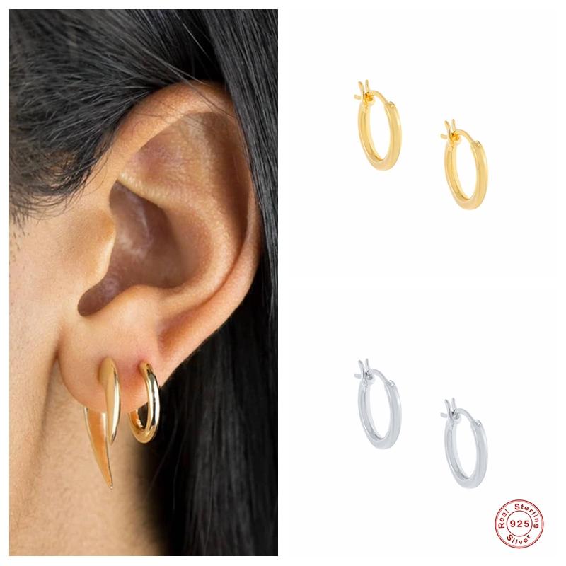 

Hoop & Huggie Aide Minimalist 925 Sterling Silver Earrings For Women Couples Round Circle Earring Jewelry Trendy Elegant Party AccessoryHoop