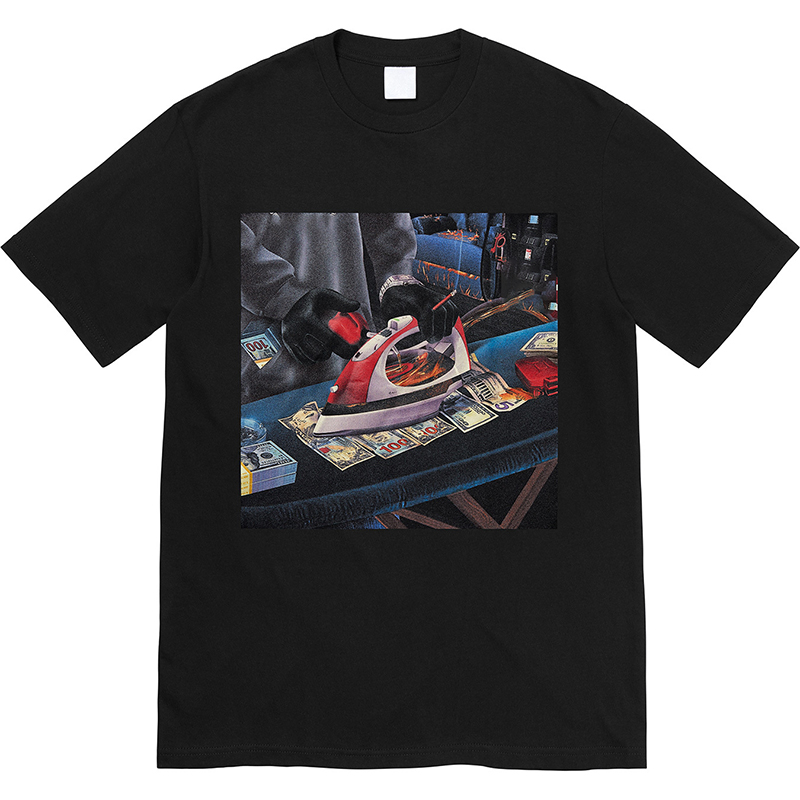 

22SS Box Letter Gas Tee Iron Dollar Printed Summer Simple Solid Color Short Sleeve Fashion Casual Breathable Men Women Couples High Street T-shirts TJMJYTX082, Black