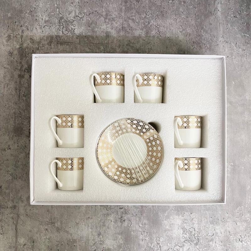 

Cups & Saucers 6 Pcs Urkish Espresso With Ceramic Cup Set For Coffee Kitchen Party Drink Ware Home Decor Creative Gifts