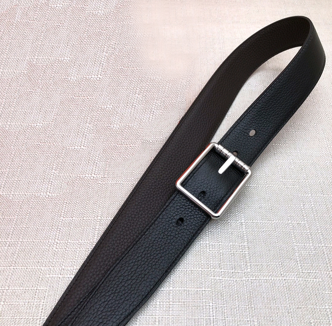 

Reversible Genuine Leather Belt Black/Brown with Silver Buckle Men Dressing/Casual Leather Belts Fashion Classic Style 32mm Width, 32mm width with box