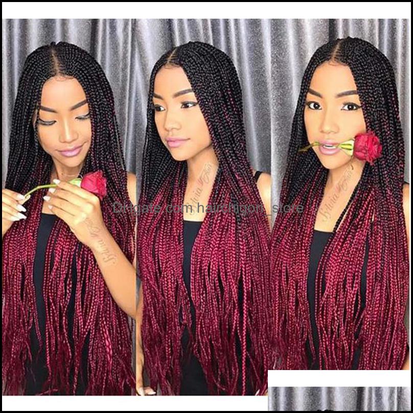 

Hair Bks Extensions Products Ombre Xpression Braiding Two Tone 1B/99J Black Roots Dark Red Kanekalon Synthetic Color Braids 24 Inch Drop Del
