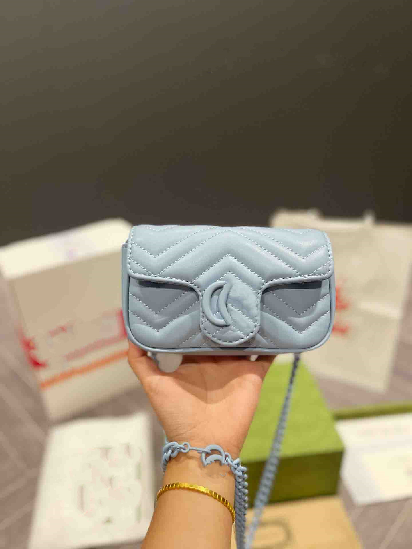 

Classic 2023 Luxury Designer Bags Shoulder Bag Flap Handbag Messenger Women Totes Fashion Mini Marmont Handbags Real Leather Chains, Blue
