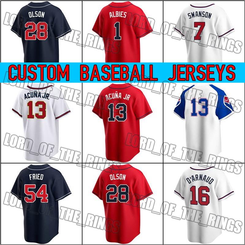 

Atlanta Gold Program Baseball 13 Ronald Acuna Jr Jersey Matt Olson Ozzie Albies Dansby Swanson Jerseys Hank Aaron Eddie Rosario Max Fried Adam Duvall Charlie Morton, Man custom jersey (ys)
