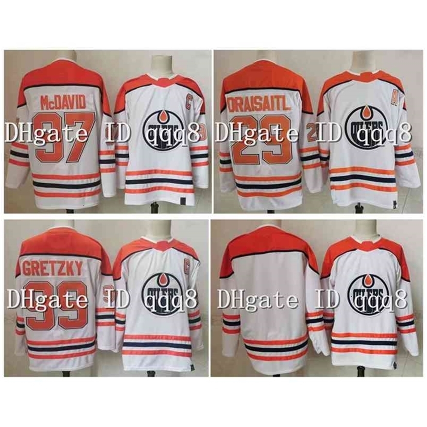 Xfl2020 95 2021 Reverse Retro Jersey 97 Connor McDavid 29 Leon Draisaitl 99 Wayne Gretzky Blank White Hockey Jersey