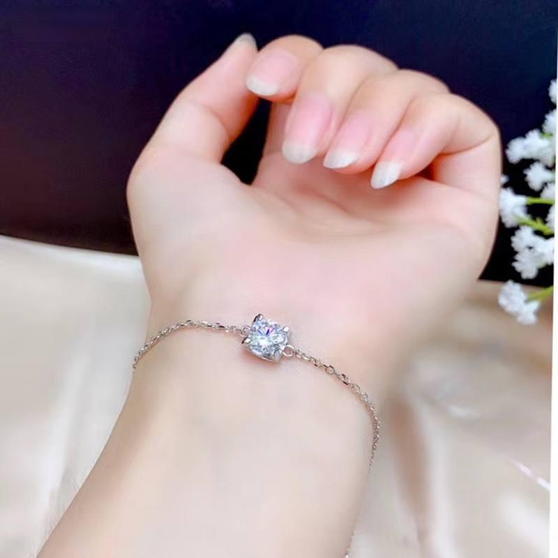 

Tennis 1ct Moissanite Women Bracelet Round Gem Shiny Better Than Diamond Real 925 Silver GRA Certificate Gifrl Birthday GiftTennis