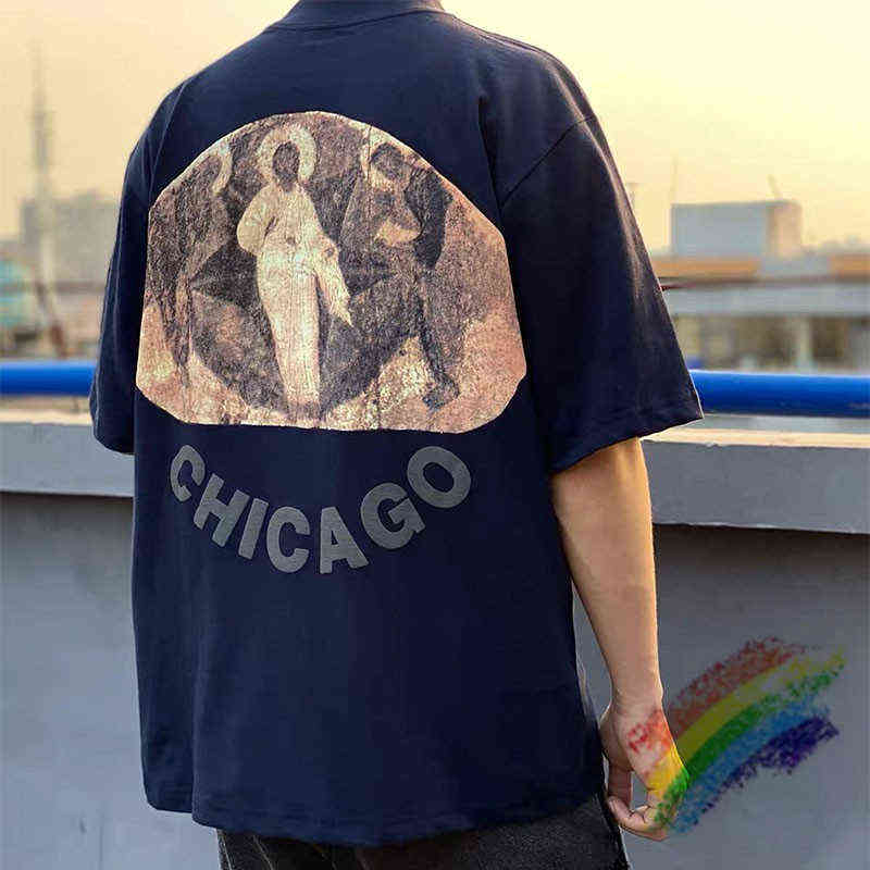 

Cpfm Jesus Is King T Shirts Men Women High Quality Three Gods Oil Paint Fashion Casual Top tees T-shirtT220721, 10