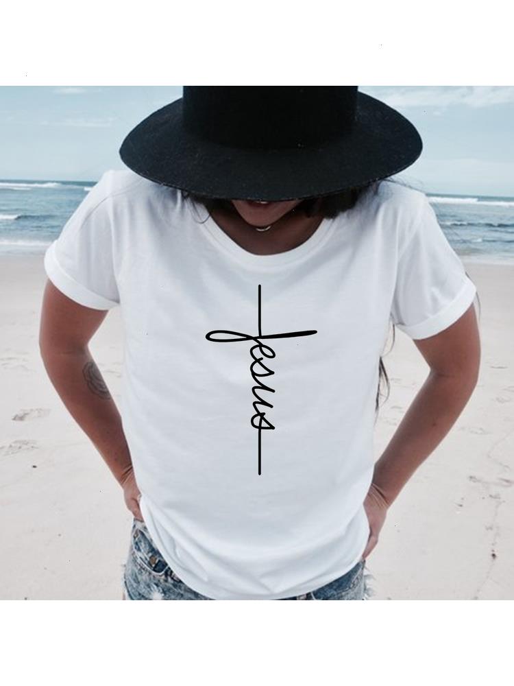 

Faith Cross Jesus Tees Tops Christian Shirt Women Fashion Baptism Church Bride Esthetic Tumblr T, Color7