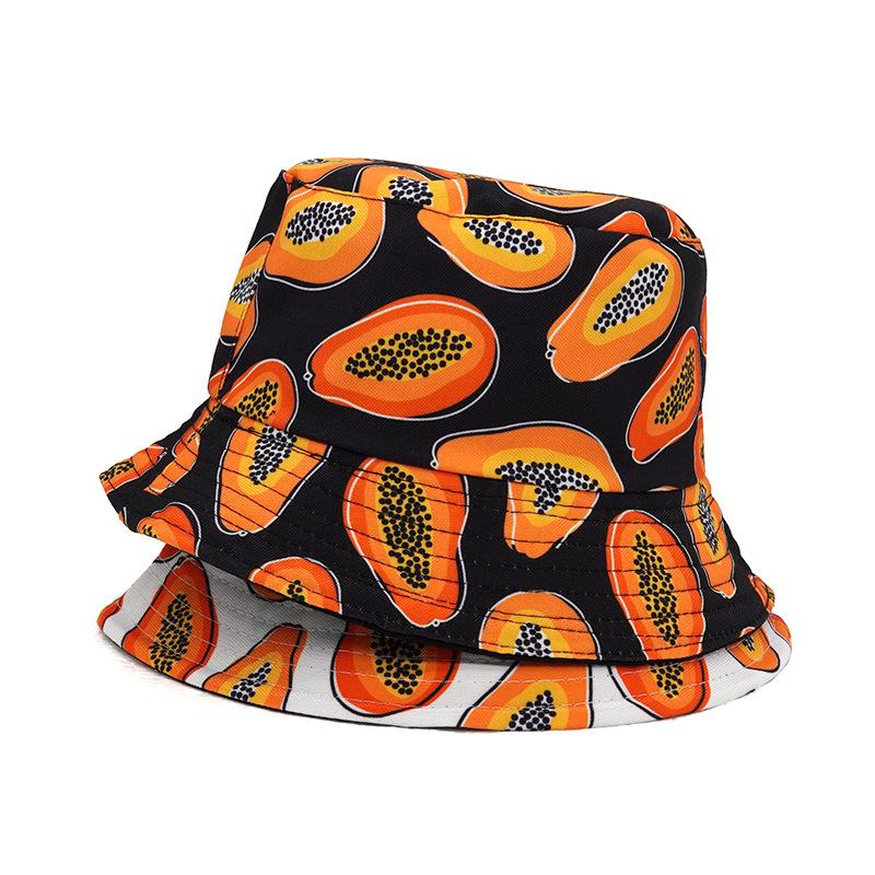 

Berets 2022 Papaya Cotton Fishing Hat Women Men Hip Hop Fruit Panama Bucket Sun Fisherman Hats Caps, White