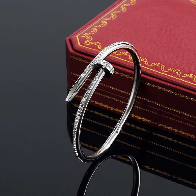 

Classic Bangles Gold Silver Nail Bracelet Steel Cuff Bangle Nlay Diamond Bracelets Womens Mens Love Jewelry Gift C80009 with Box 1du8k