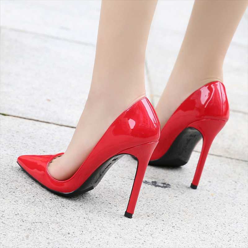 

Dress Shoes Sexy High Platform Party 2022 Women Concise Solid Patent Leather Heels Fashion Shallow Wedding WomanDress, White