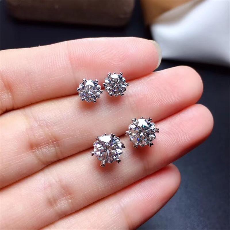 

Stud Moissanite Earrings 0.5ct 1ct VVS1 Tested Pass Wedding Party Anniversary Gifts Women's Genuine Sterling SilverStud