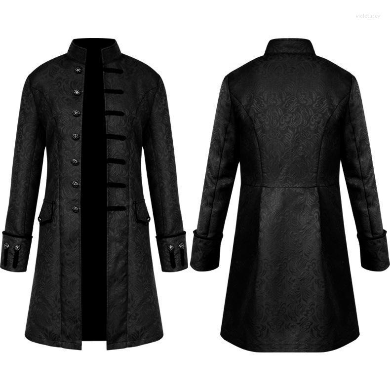 

Men' Trench Coats Fashion Jacquard Long Coat Men Steampunk Vintage Tailcoat Jacket Gothic Victorian Frock Cosplay Costume Halloween Uniform, White