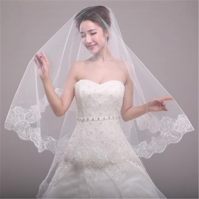 

Bridal Veils Long Veil Sequine One-Layer Cathedral Blusher Face-covered Velos De Noiva Wedding White Ivory 1.5X1.8MetersBridal