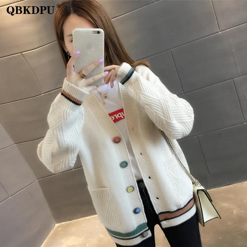 

Women's Knits & Tees Korean Loose V Neck Sweater Cardigan Women Spring Fashion Colorful Buttons Long Sleeve Knitted Jacket Casual Sueters De, Yellow