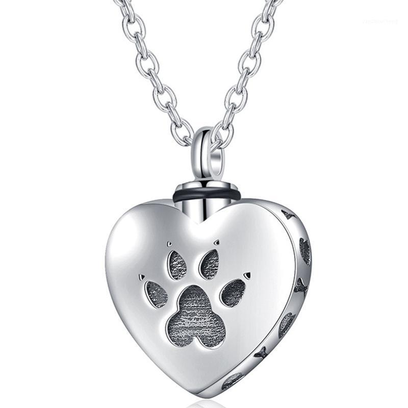

Pendant Necklaces Love Heart Pet Cremation Urn Necklace Gray Dog Jewelry Memorial Souvenir Romantic Lover Gift