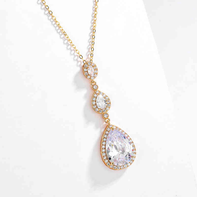 

designer Compare with the original CRakol new fashion personality long water drop zircon necklace Female Minority light luxury high sense clavicle chain