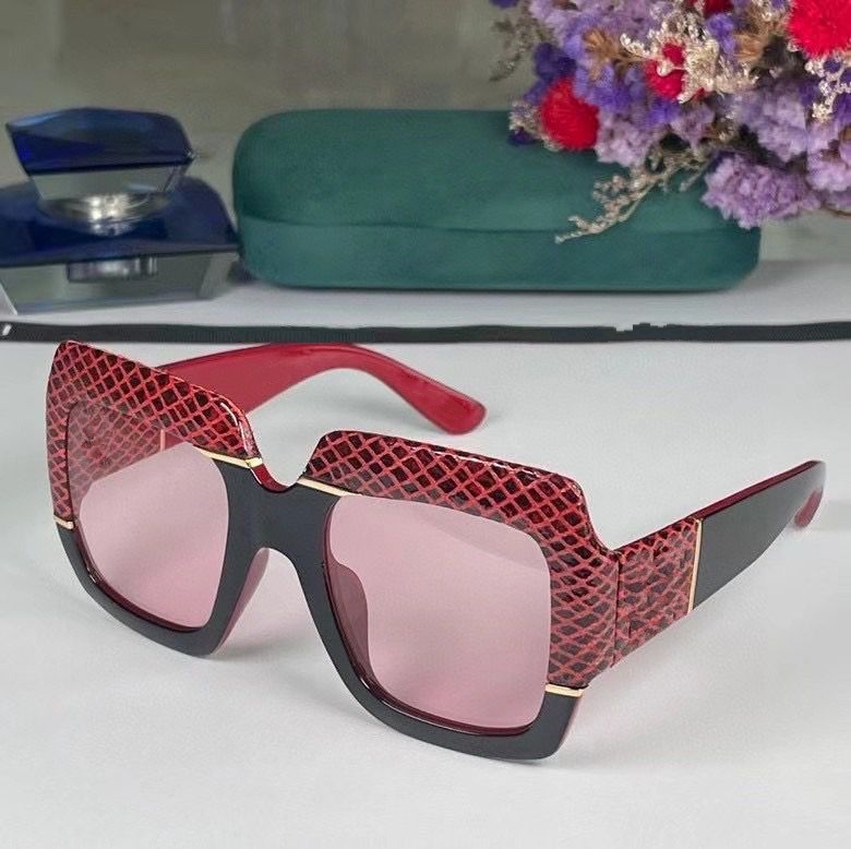 

2022 women men high quality fashion sunglasses black red check pattern plank frame big square glasses available with box