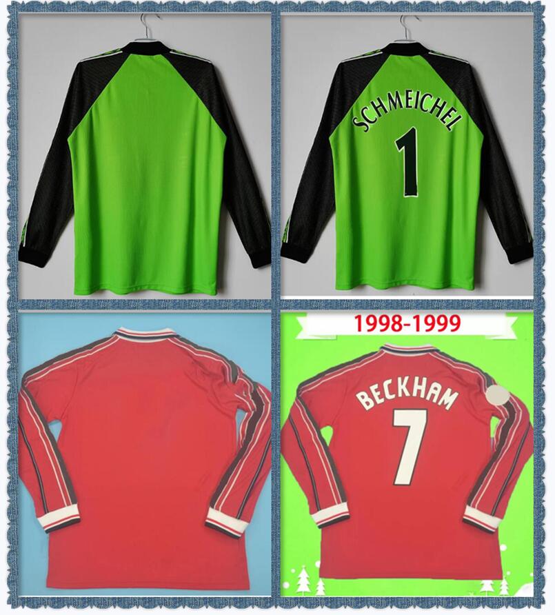 

Manchester Long Sleeve 1998 1999 Retro MAN Soccer Jersey 98 99 Vintage Classic Famous goalkeeper shirt Football #1 Schmeichel CANTONA BECKHAM SOLSKJAER UTD full, 98/99 long sleeve