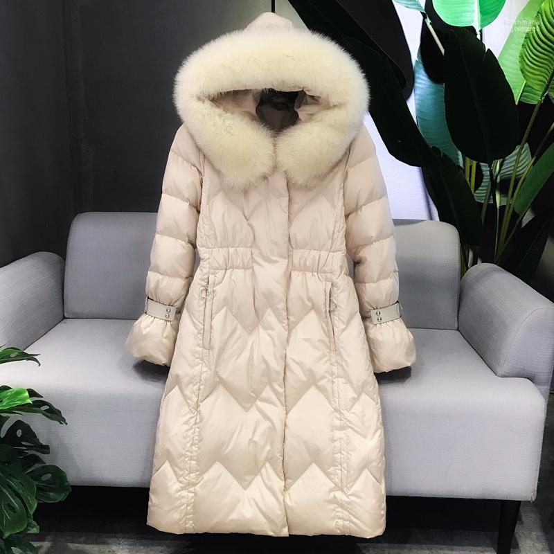 

Women' Down & Parkas KMETRAM Real Fur Collar Jacket Woman Hooded Winter Women Korean Long Coat Female Mujer 2022 Coats MY33051 Kare22, Black