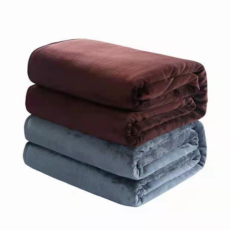 

Blankets Winter Flannel For Beds 230Gsm Solid Soft Warm Thin Coral Fleece Bedspread Sofa Cover Faux Fur Plaid Blanket