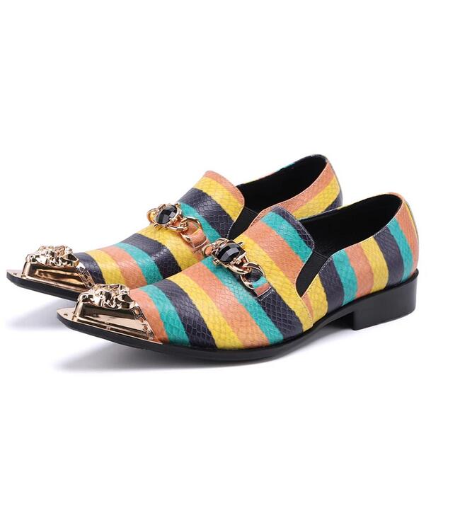 Multicolore hommes chaussures habillées en peau de serpent chaussures italiennes hommes or Matel orteil Oxford chaussures grande taille 47 crista