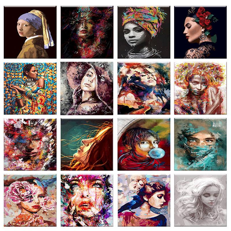 

Paintings GATYZTORY Oil Painting By Number Set Women Portrait On Canvas 60x75 Frame Paint For Adults Picture Drawing Coloring Numbers