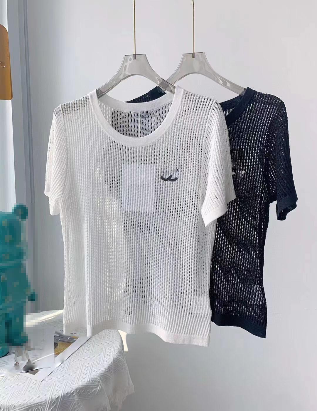 

601 2022 Milan Runway Spring Summer Brand Same Style Sweater Short Sleeve White Crew Neck Kint Dress Pullover High Quality Womens mingmei, Black