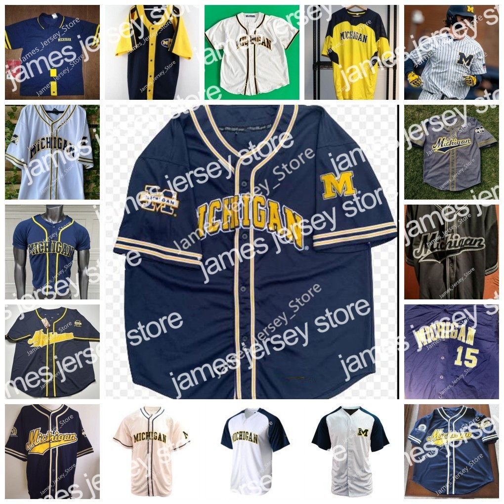 James NCAA Custom Stitched Michigan Wolverines College Baseball Jersey 16 Barry Larkin ALEC RENNARD Jim Abbott Don Lund Bill Freehan Erik Bakich