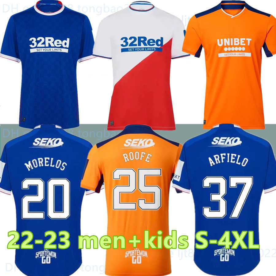 

S-4XL 2022 2023 Glasgow Rangers Anniversary Soccer Jerseys 22 23 home RAINING CHAMPIONS 55 DEFOE HAGI BARKER TAVERNIER third training, 22-23 away