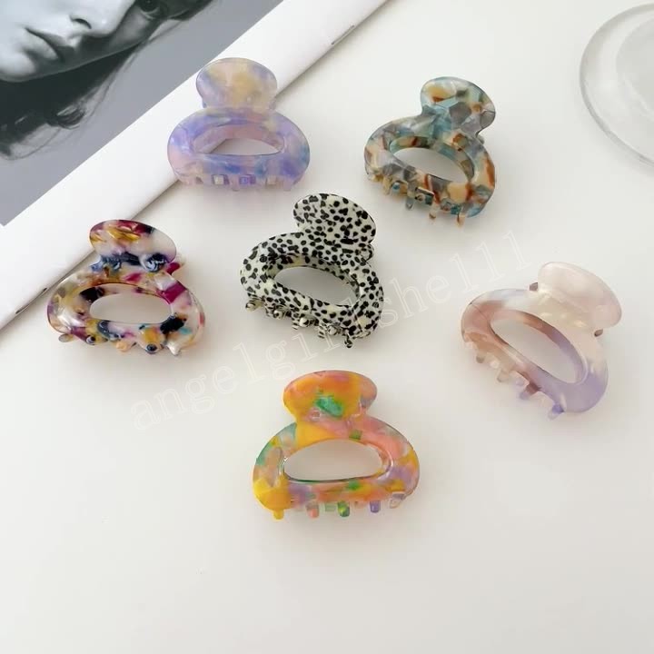 

Acetate Square Hair Claw Mini Small Size Sweet Print Hair Clip for Women Girls Korean version Hairpin Clamps Chic Femme Hair Accessories