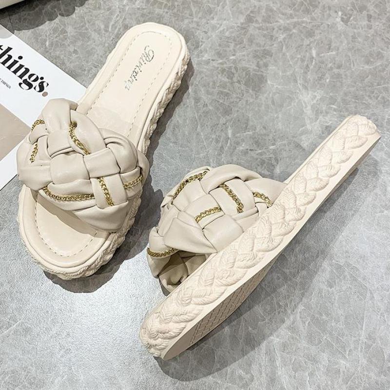 

Slippers Shoes Woman 2022 House Platform Luxury Slides Summer Designer Soft Indoor Ytmtloy Zapatillas De Casa Sapatos Mulher, Beige