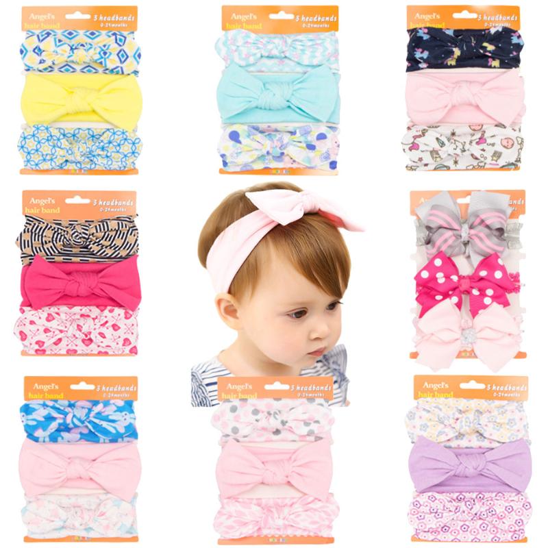 

Hair Accessories Toddler Kids Headband 0-24 Months Colorful Baby Girl Striped Dots Headwrap For Children 3 Pcs/Set Bows, Ep22f0