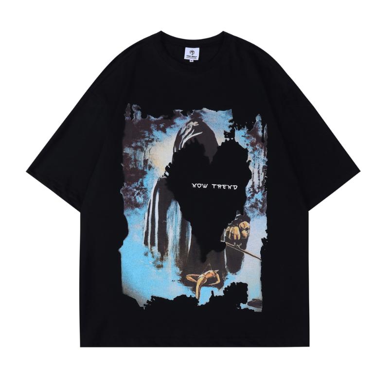 

Men' T-Shirts Men High Street Oversized Harajuku Y2k T Shirts Gothic Clothes Emo Mens Anime Cotton Streetwear Goth TopsMen, Black
