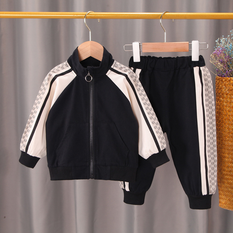 

Toddler Girls Clothing Sets Autumn Spring 0-5 Years Fashion 2Pcs Outfits Kids Cartoon Coat+Pants Baby Boys Tracksuit, Black