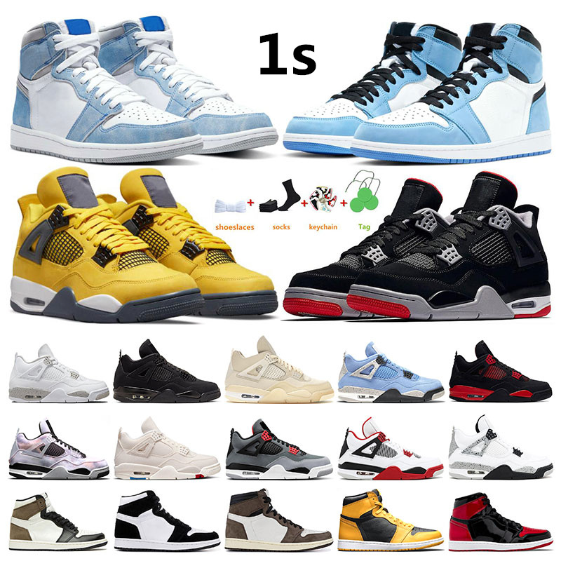 

University Blue Basketball shoes 1s Hyper Royal Dark Mocha men running sneakers 4s Canvas Infrared Black Cat Bred women outdoor sports trainers, 31