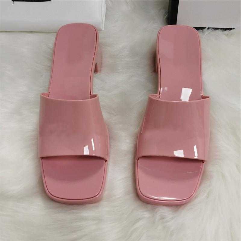 

designer women slippers chunky rubber slippers jelly sandals high heels sandal summer thick bottom slipper beach slides alphabet pink green novelty us4.5, 16