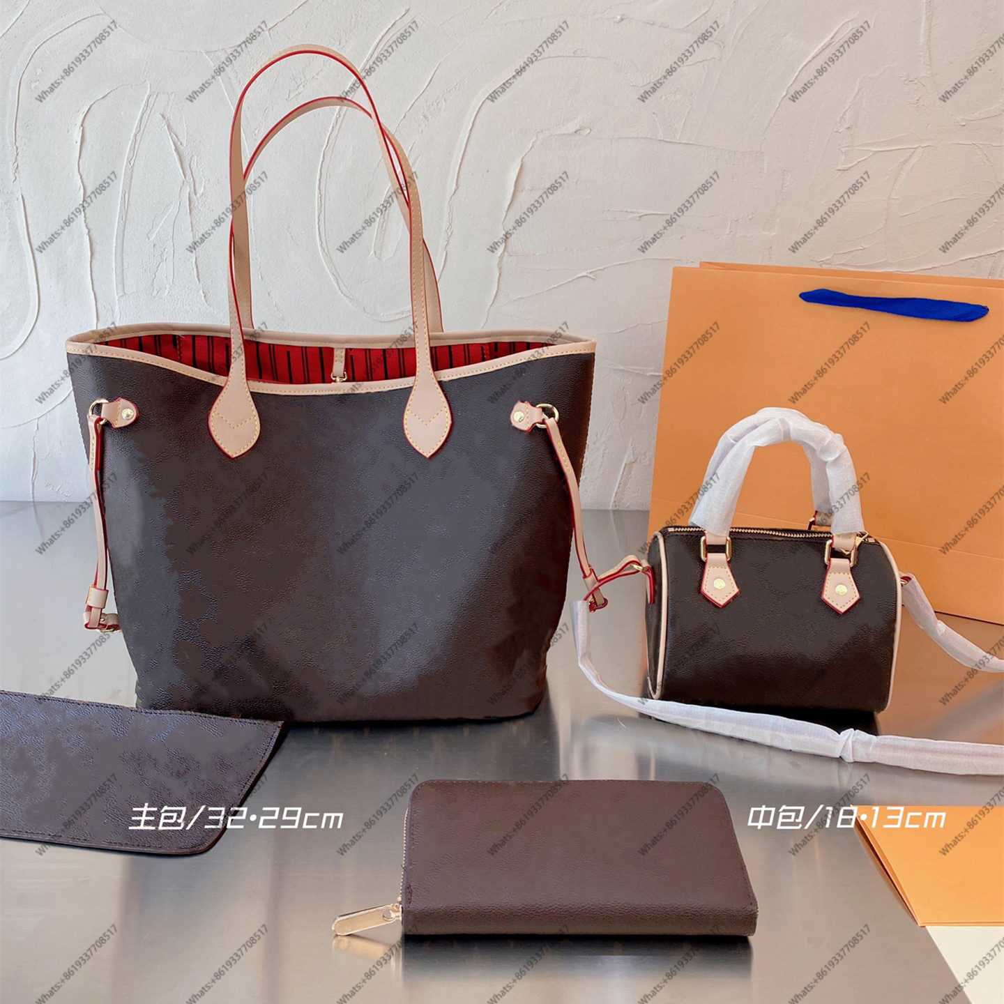 

2022 New Fashion Never Bag Fan Welfare Designer full Handbags Women Shoulder Bags Shoulde High Cross Letter Print Leather Tote Bag Purse Large Handbag 3pcs Sets