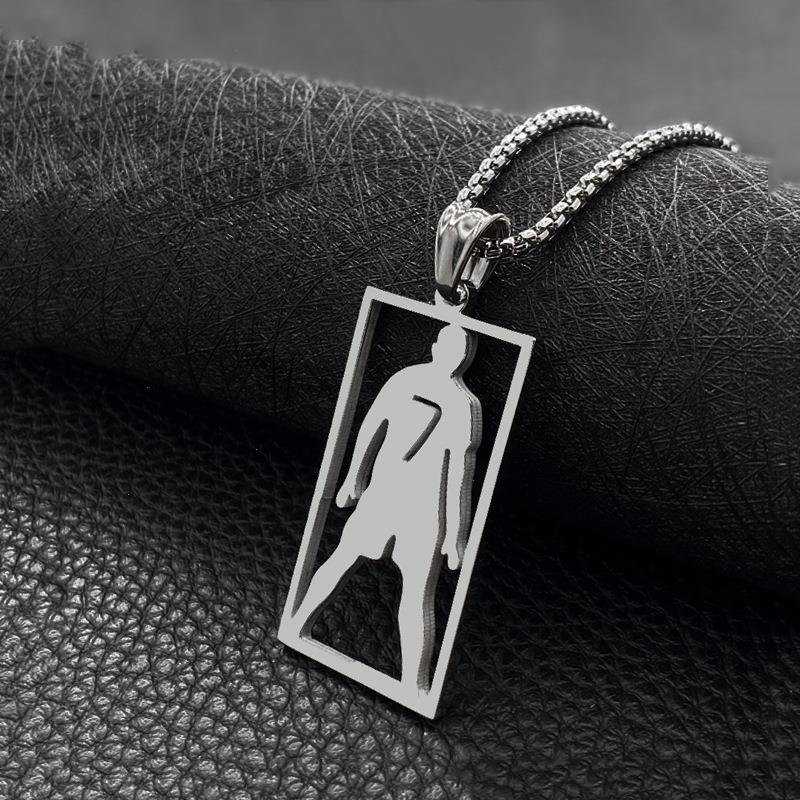 

Cr7 Cristiano Ronaldo Stainless Steel Necklace Football Soccer Fans Square Pendant