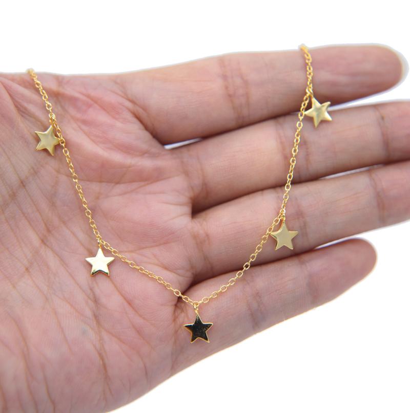 

Chains Christmas Gift Gold Plated 100% 925 Sterling Silver Delicate Small Star Charm Statement Classic Necklace 925Chains