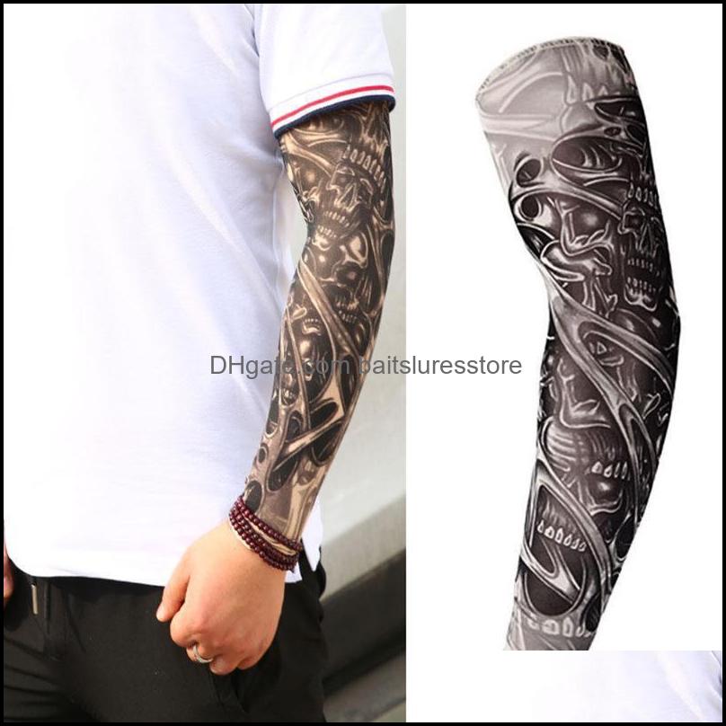 

Elbow Knee Pads Sports Safety Athletic Outdoor Accs Outdoors Cycling Sleeve 3D Tattoo Printed A Dh2Tp, Random color