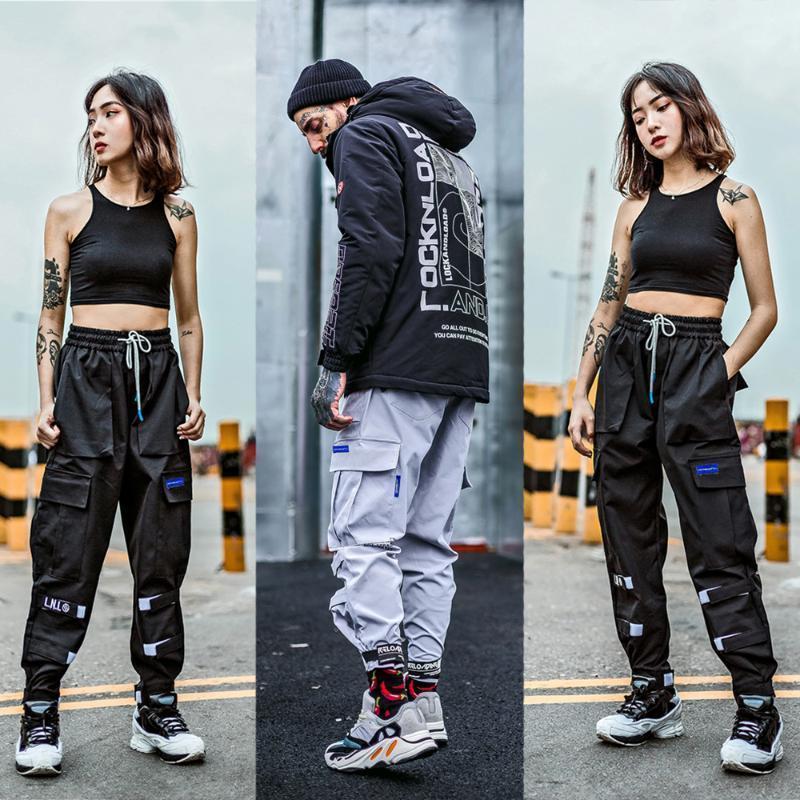 

Men's Pants 2022 Winter Streetwear Men Pant Harajuku Hip Hop Cargo Tactical Harem Trousers Military Casual Hipster High Street Baggy, Black