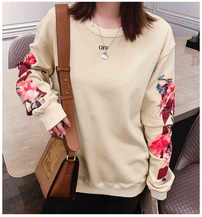 

Factory Direct Sales New Brand Men' Clothing Wholesale Ow Autumn Off Flower Arrow Trend Loose Cotton and Women' White Pullover Round Neck Couple Leisure Sweater, Black