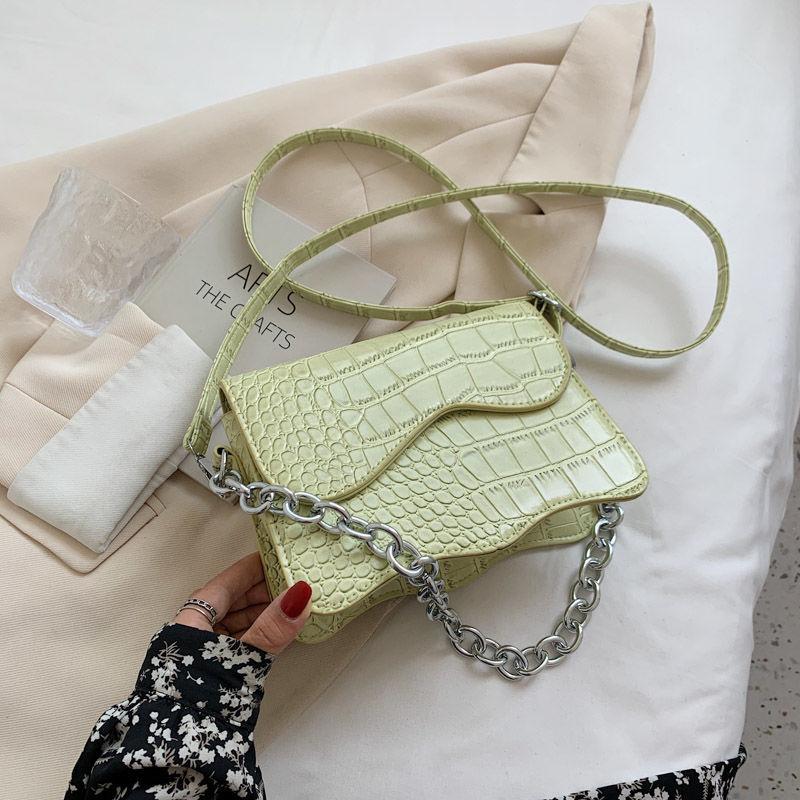 

Evening Bags Shoulder Bag Female Designer Crossbody Women Handbag Purse Backpack Chain Fashion 2022 PU Leather Texture Crocodile Pattern, Beige