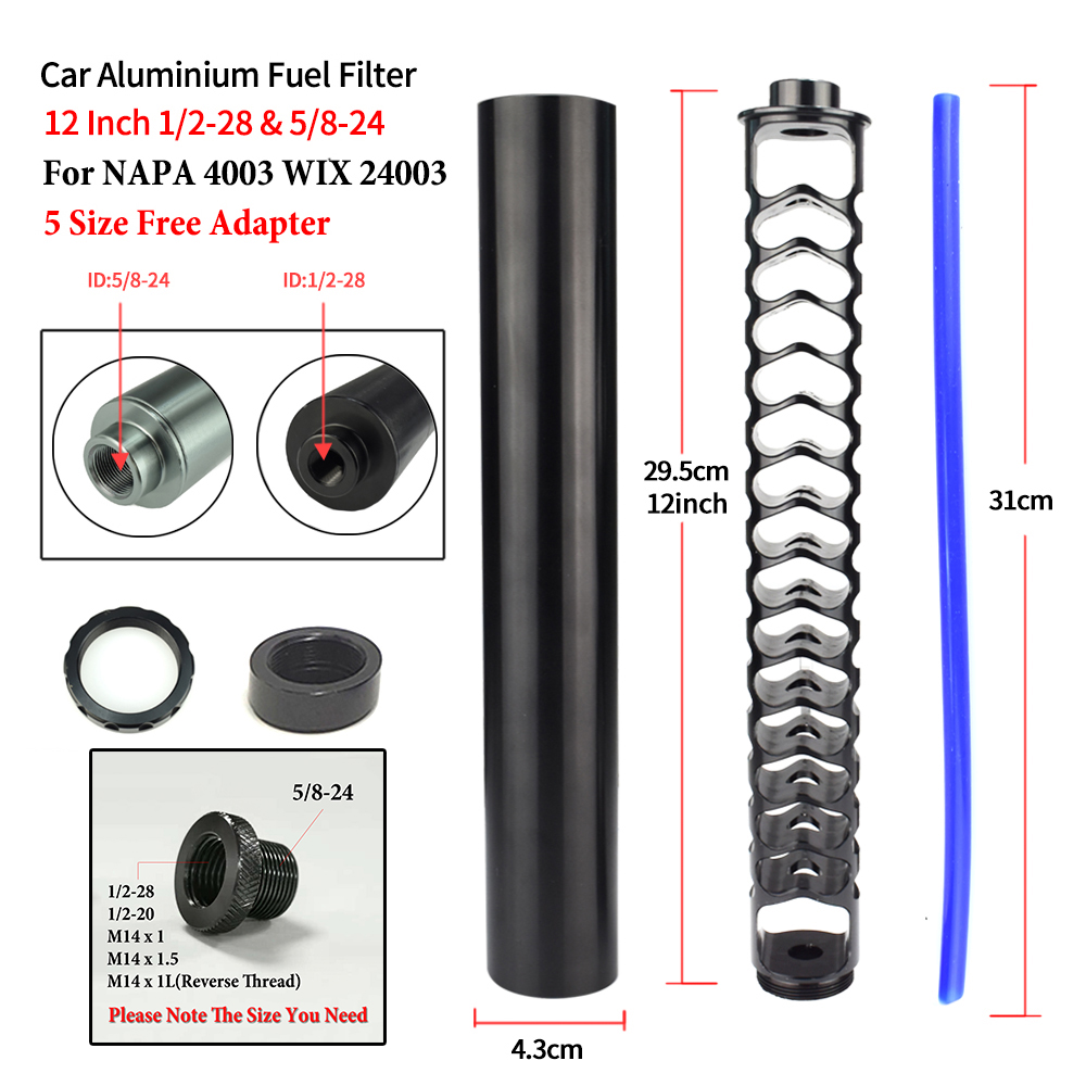 2021 nouveau 12 pouces Extension spirale 1/2-28 ou 5/8-24 filtre à carburant de voiture noyau unique pour NaPa 4003 WIX 24003 filtre à solvant de