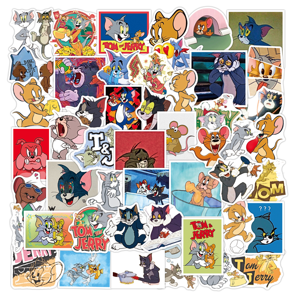 

50Pcs/Lot Jerry Tom Cartoon Cute Stickers For Kids Car Laptop Diy Guitar Refrigerator Luggage Skateboard Bike Waterproof Decals
