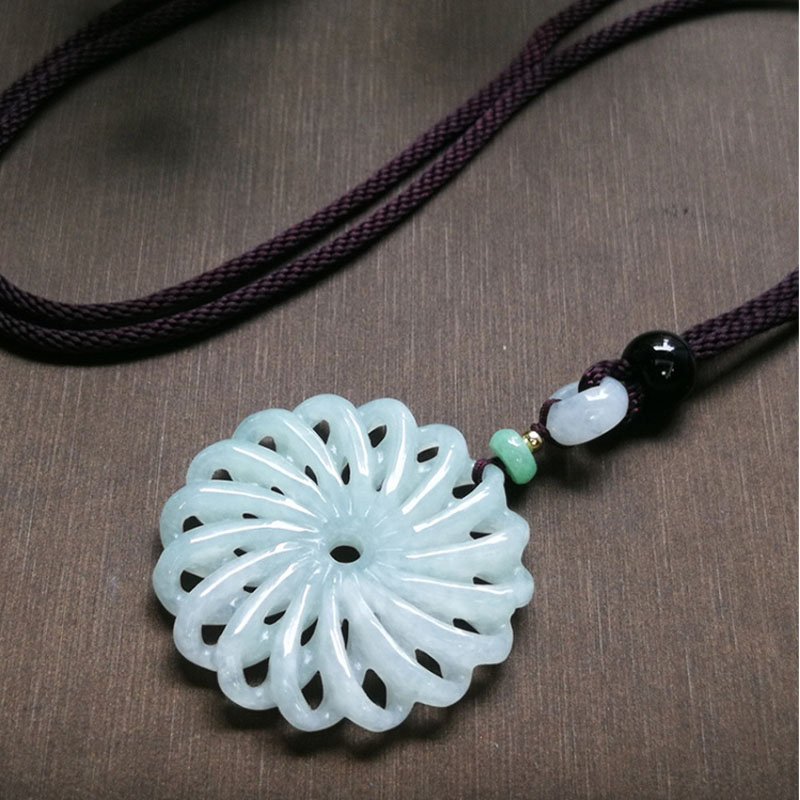 

Burma Jadeite Pendant Hollow Carved Lucky Amulet Transport Jade Necklace With Chain For Women Men Girl Boy Children Fine Jewelry